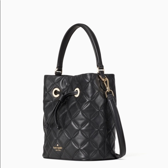 ♠️Kate Spade Natalia Small Quilted Bucket Bag BLK - Picture 2 of 11